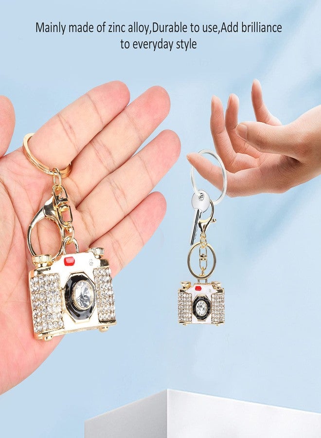 ZPSHYD Cute Keychain for Women, Sparkling Crystal Rhinestones Keychain Charm Key Ring with Rhinestone Decoration Metal Key Chain (Camera) - Image 4